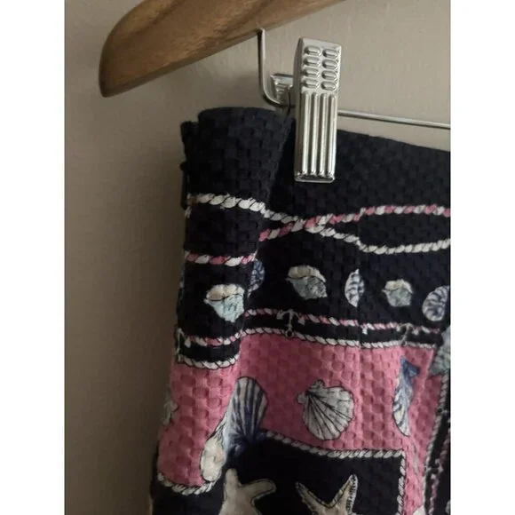 Talbots Navy Pink Shell Starfish Beach Nautical Print Pencil Side Zip Skirt 6 P - Picture 4 of 9